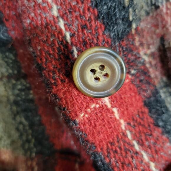 Vintage Eddie Bauer Plaid Wool Vest Red Tartan Check Equestrian Waistcoat Small - Picture 9 of 15